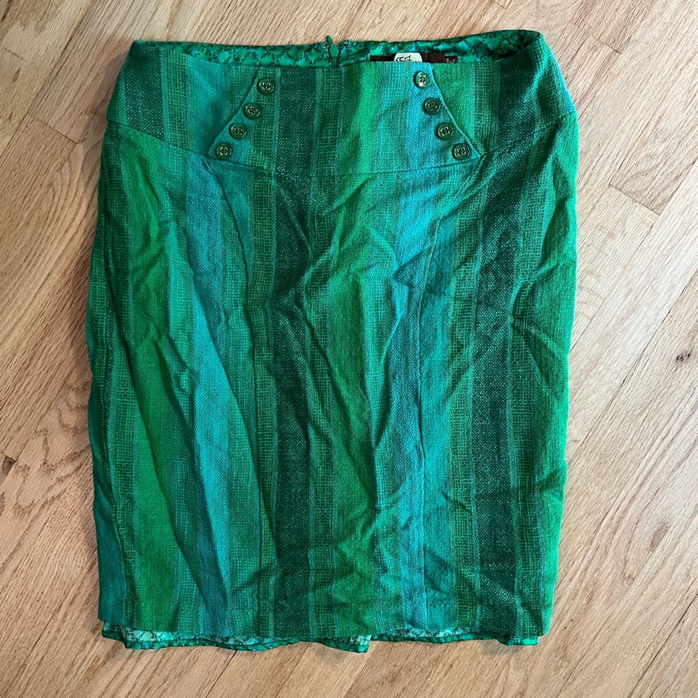 Eva Franco Green Pencil Skirt Knee-Length Cocktail